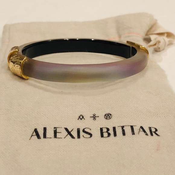 Alexis Bittar Lucite hammered gold Hinge bracelet - Picture 8 of 10